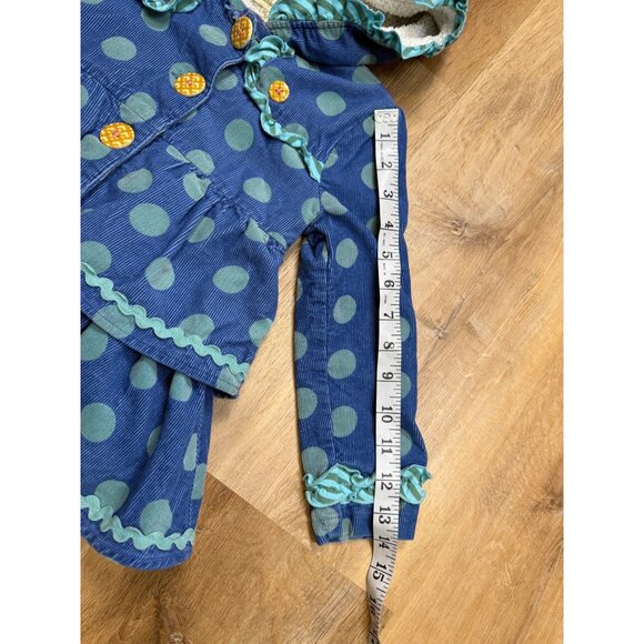 Matilda Jane Ruffle Polka Dot Fleece Lined Corduroy Jacket Hooded Size 4 - Picture 8 of 9